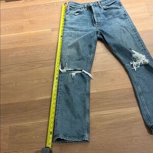 Agolde Distressed medium Blue Jeans Size 27. Straight, Ankle length high rise .